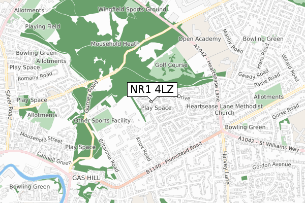 NR1 4LZ map - small scale - OS Open Zoomstack (Ordnance Survey)