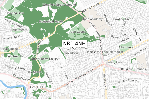 NR1 4NH map - small scale - OS Open Zoomstack (Ordnance Survey)