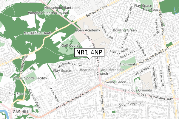 NR1 4NP map - small scale - OS Open Zoomstack (Ordnance Survey)