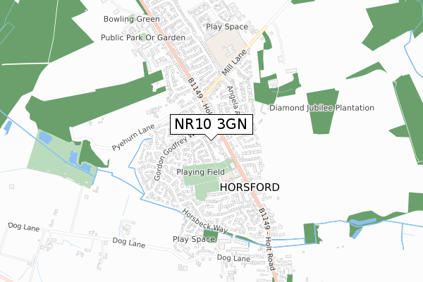 NR10 3GN map - small scale - OS Open Zoomstack (Ordnance Survey)