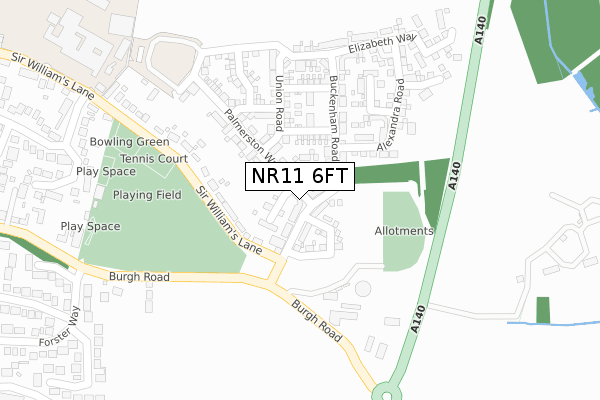 NR11 6FT map - large scale - OS Open Zoomstack (Ordnance Survey)