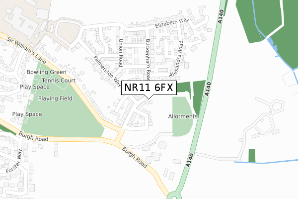 NR11 6FX map - large scale - OS Open Zoomstack (Ordnance Survey)