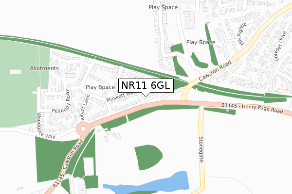 NR11 6GL map - large scale - OS Open Zoomstack (Ordnance Survey)