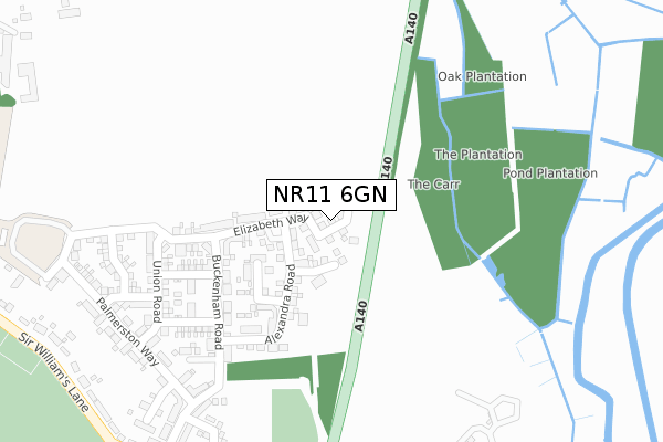 NR11 6GN map - large scale - OS Open Zoomstack (Ordnance Survey)