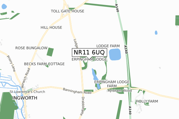 NR11 6UQ map - small scale - OS Open Zoomstack (Ordnance Survey)