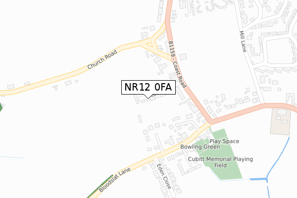 NR12 0FA map - large scale - OS Open Zoomstack (Ordnance Survey)