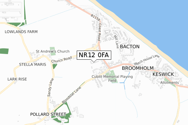 NR12 0FA map - small scale - OS Open Zoomstack (Ordnance Survey)