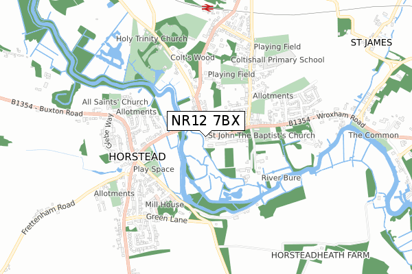 NR12 7BX map - small scale - OS Open Zoomstack (Ordnance Survey)