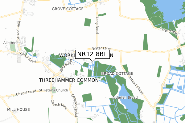 NR12 8BL map - small scale - OS Open Zoomstack (Ordnance Survey)