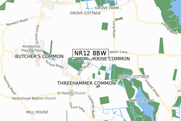 NR12 8BW map - small scale - OS Open Zoomstack (Ordnance Survey)