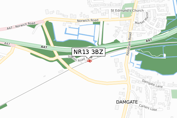 NR13 3BZ map - large scale - OS Open Zoomstack (Ordnance Survey)