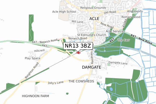 NR13 3BZ map - small scale - OS Open Zoomstack (Ordnance Survey)