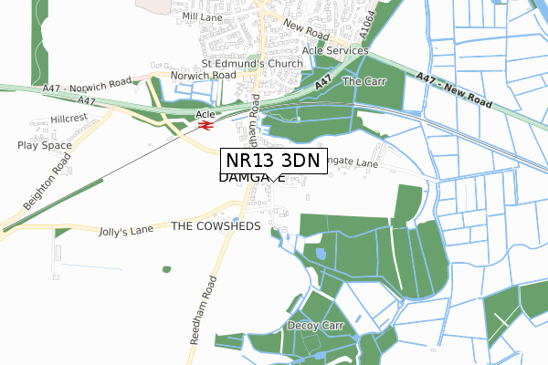 NR13 3DN map - small scale - OS Open Zoomstack (Ordnance Survey)