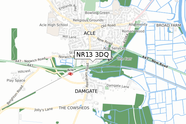 NR13 3DQ map - small scale - OS Open Zoomstack (Ordnance Survey)