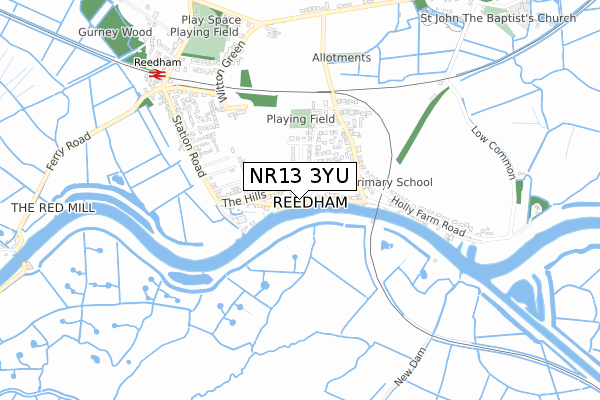 NR13 3YU map - small scale - OS Open Zoomstack (Ordnance Survey)