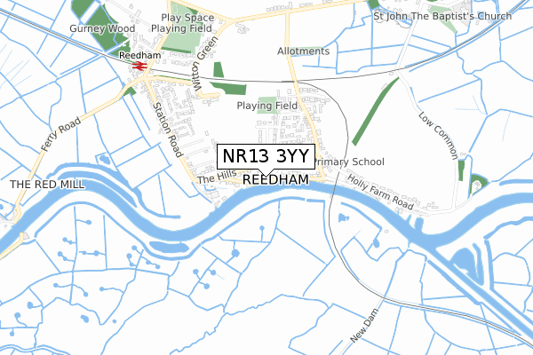 NR13 3YY map - small scale - OS Open Zoomstack (Ordnance Survey)