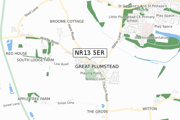 NR13 5ER map - small scale - OS Open Zoomstack (Ordnance Survey)