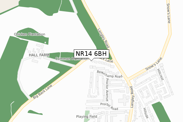 NR14 6BH map - large scale - OS Open Zoomstack (Ordnance Survey)