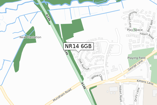 NR14 6GB map - large scale - OS Open Zoomstack (Ordnance Survey)