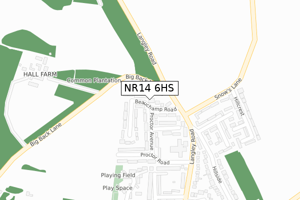 NR14 6HS map - large scale - OS Open Zoomstack (Ordnance Survey)