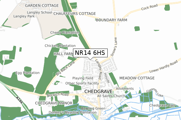 NR14 6HS map - small scale - OS Open Zoomstack (Ordnance Survey)