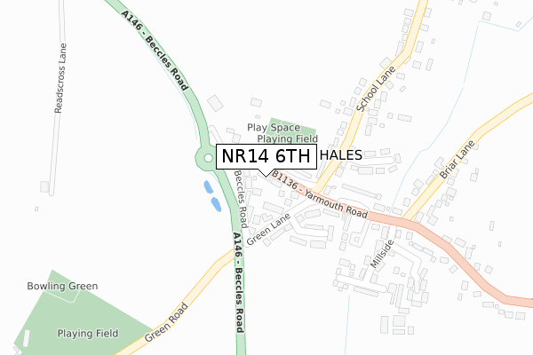 NR14 6TH map - large scale - OS Open Zoomstack (Ordnance Survey)