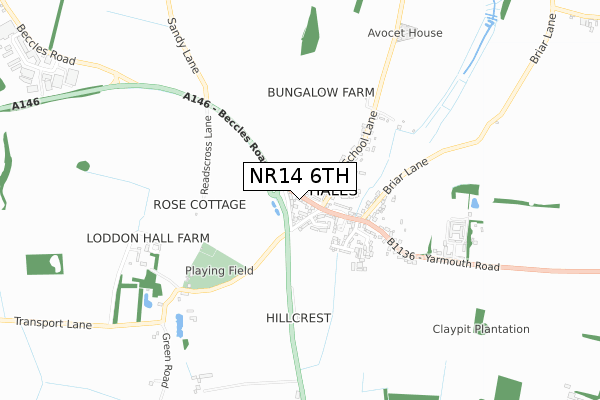 NR14 6TH map - small scale - OS Open Zoomstack (Ordnance Survey)