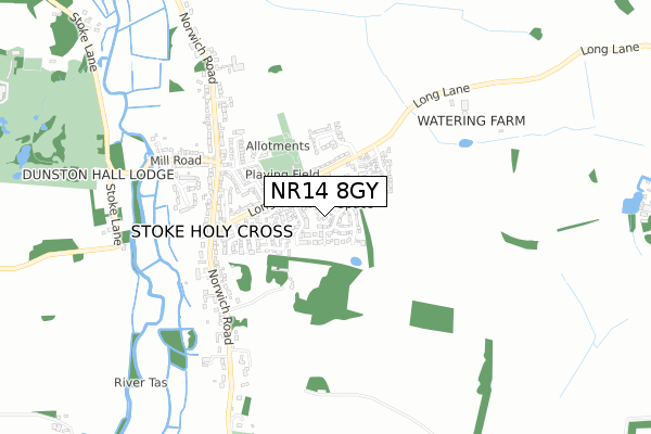 NR14 8GY map - small scale - OS Open Zoomstack (Ordnance Survey)