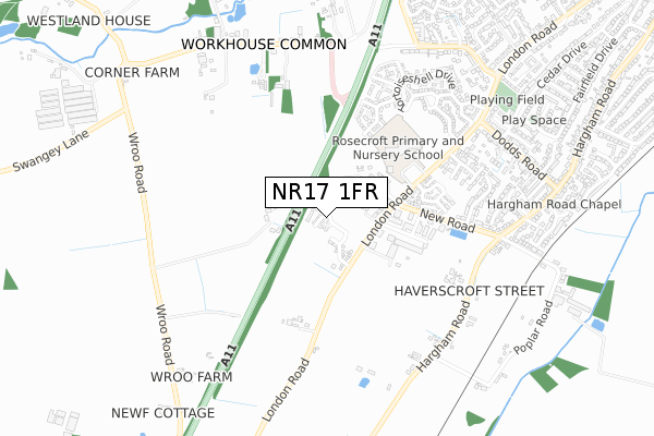 NR17 1FR map - small scale - OS Open Zoomstack (Ordnance Survey)