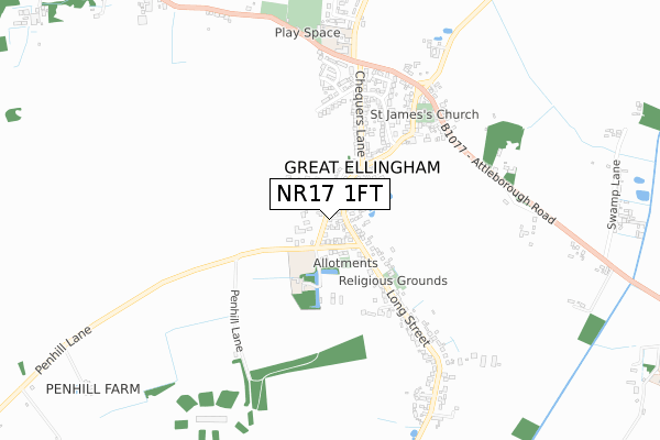 NR17 1FT map - small scale - OS Open Zoomstack (Ordnance Survey)