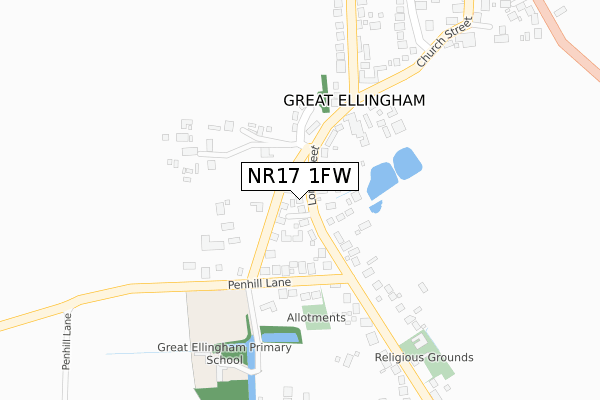 NR17 1FW map - large scale - OS Open Zoomstack (Ordnance Survey)