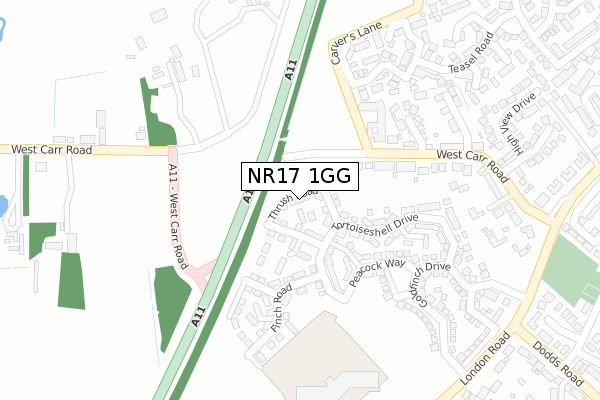 NR17 1GG map - large scale - OS Open Zoomstack (Ordnance Survey)