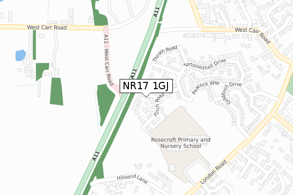 NR17 1GJ map - large scale - OS Open Zoomstack (Ordnance Survey)