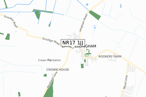 NR17 1JJ map - small scale - OS Open Zoomstack (Ordnance Survey)