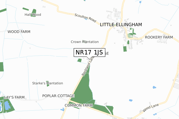 NR17 1JS map - small scale - OS Open Zoomstack (Ordnance Survey)