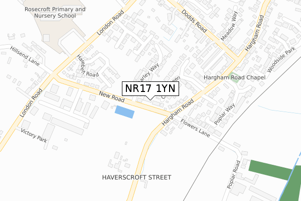 NR17 1YN map - large scale - OS Open Zoomstack (Ordnance Survey)