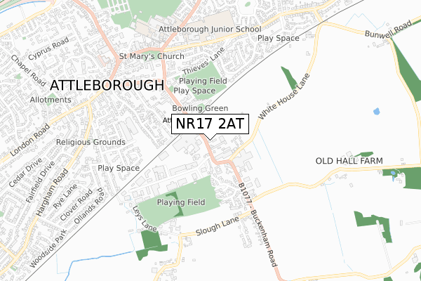 NR17 2AT map - small scale - OS Open Zoomstack (Ordnance Survey)