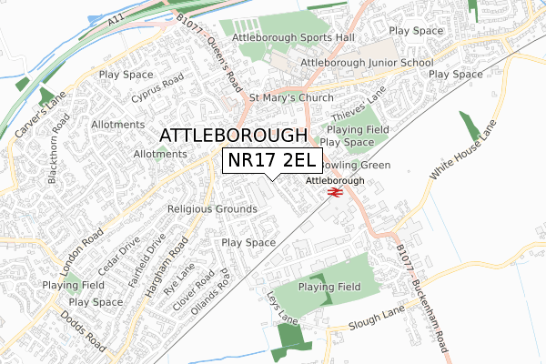 NR17 2EL map - small scale - OS Open Zoomstack (Ordnance Survey)