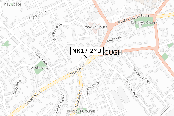 NR17 2YU map - large scale - OS Open Zoomstack (Ordnance Survey)