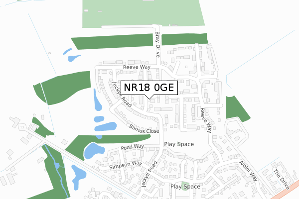 NR18 0GE map - large scale - OS Open Zoomstack (Ordnance Survey)