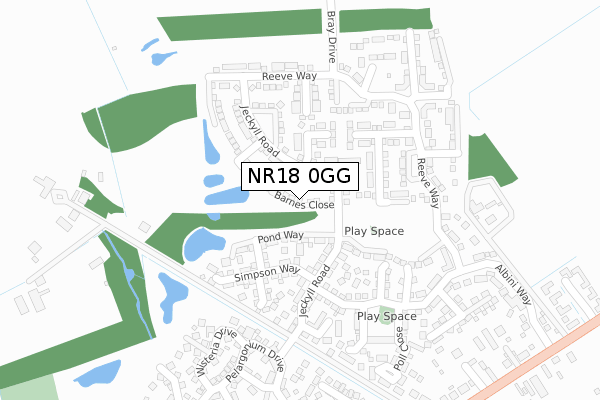 NR18 0GG map - large scale - OS Open Zoomstack (Ordnance Survey)