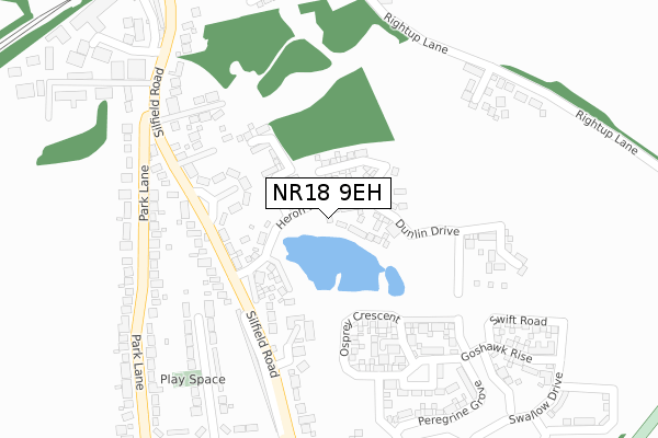 NR18 9EH map - large scale - OS Open Zoomstack (Ordnance Survey)