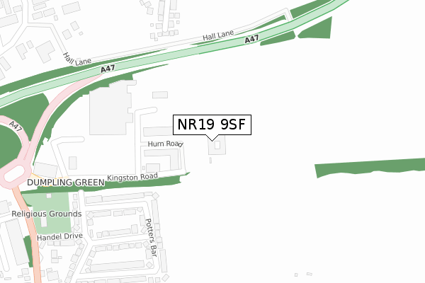 NR19 9SF map - large scale - OS Open Zoomstack (Ordnance Survey)