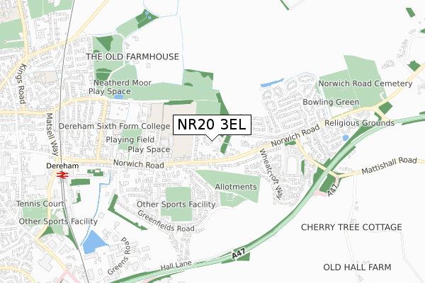 NR20 3EL map - small scale - OS Open Zoomstack (Ordnance Survey)