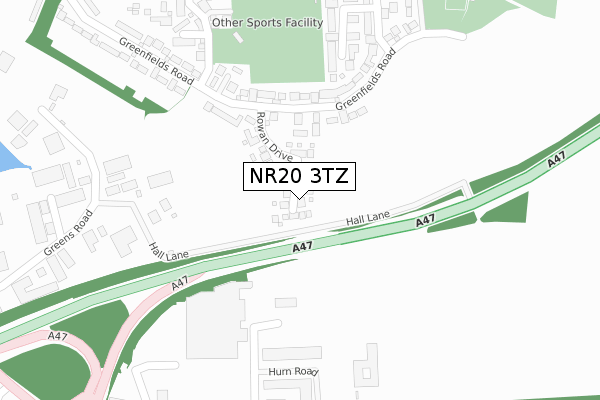 NR20 3TZ map - large scale - OS Open Zoomstack (Ordnance Survey)