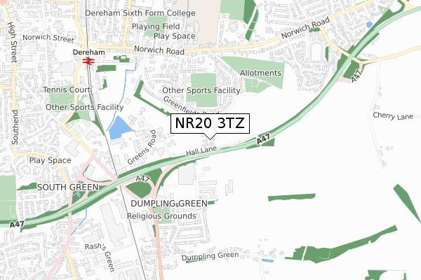 NR20 3TZ map - small scale - OS Open Zoomstack (Ordnance Survey)