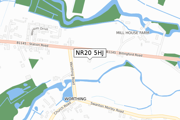 NR20 5HJ map - large scale - OS Open Zoomstack (Ordnance Survey)