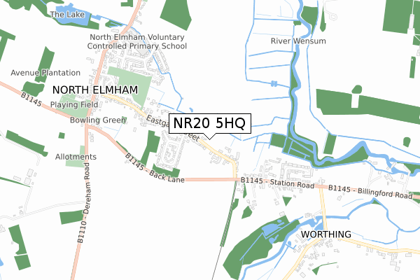 NR20 5HQ map - small scale - OS Open Zoomstack (Ordnance Survey)