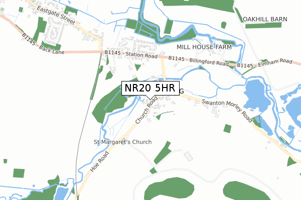 NR20 5HR map - small scale - OS Open Zoomstack (Ordnance Survey)