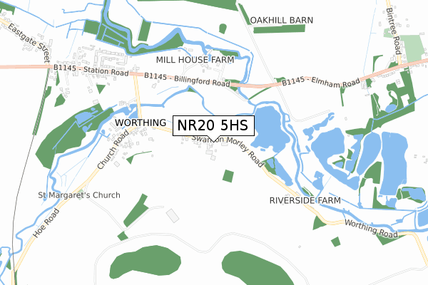 NR20 5HS map - small scale - OS Open Zoomstack (Ordnance Survey)